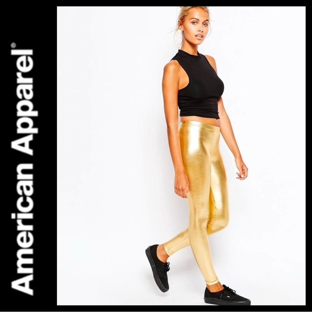 NWOT American Apparel High Rise Liquid Gold Leggings